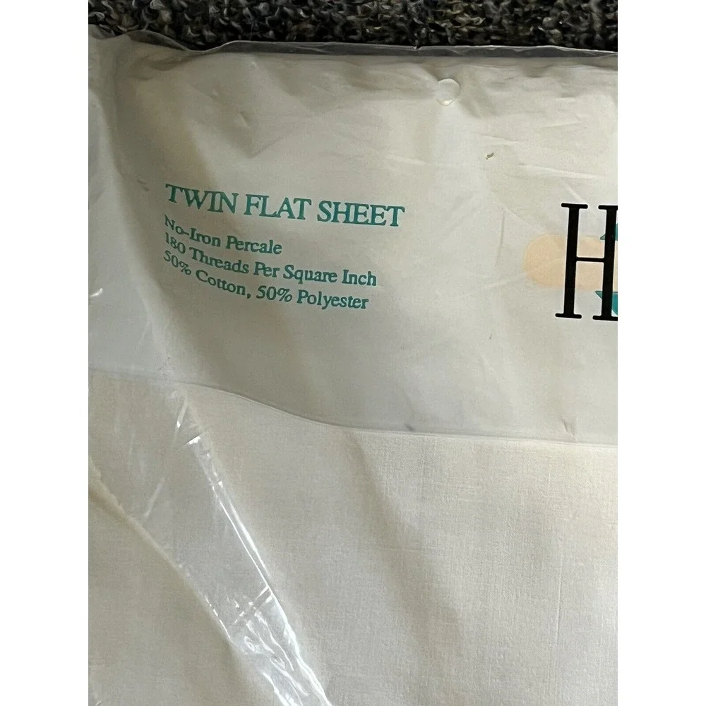Vintage JC Penney Home Collection Twin Flat Sheet Solid Plain Hem Percale